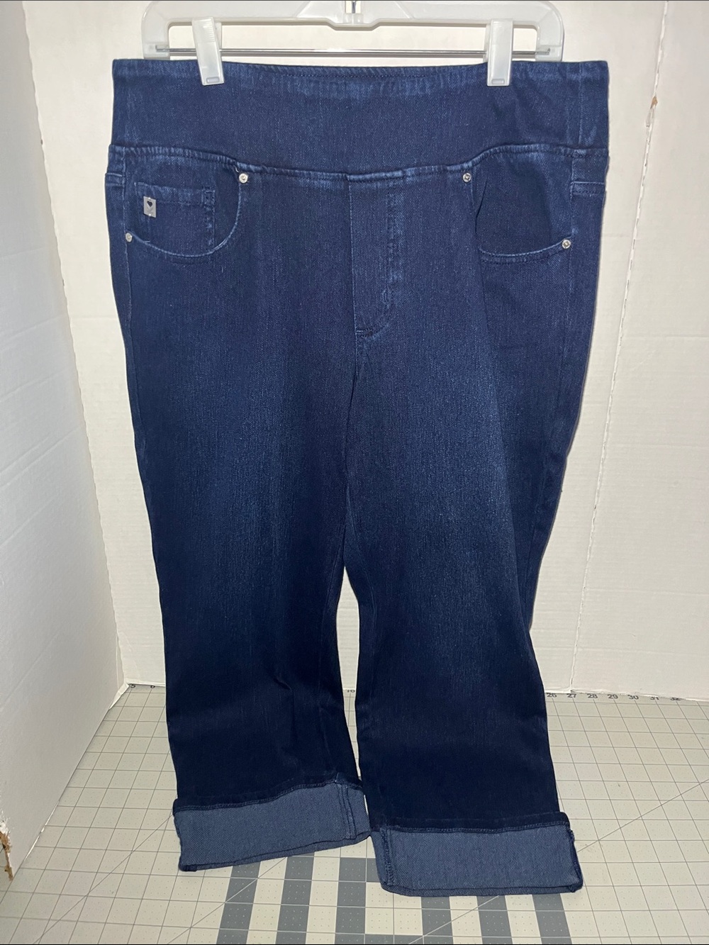 Belle by Kim Gravel Dark Indigo Pull-On Cropped Jeans